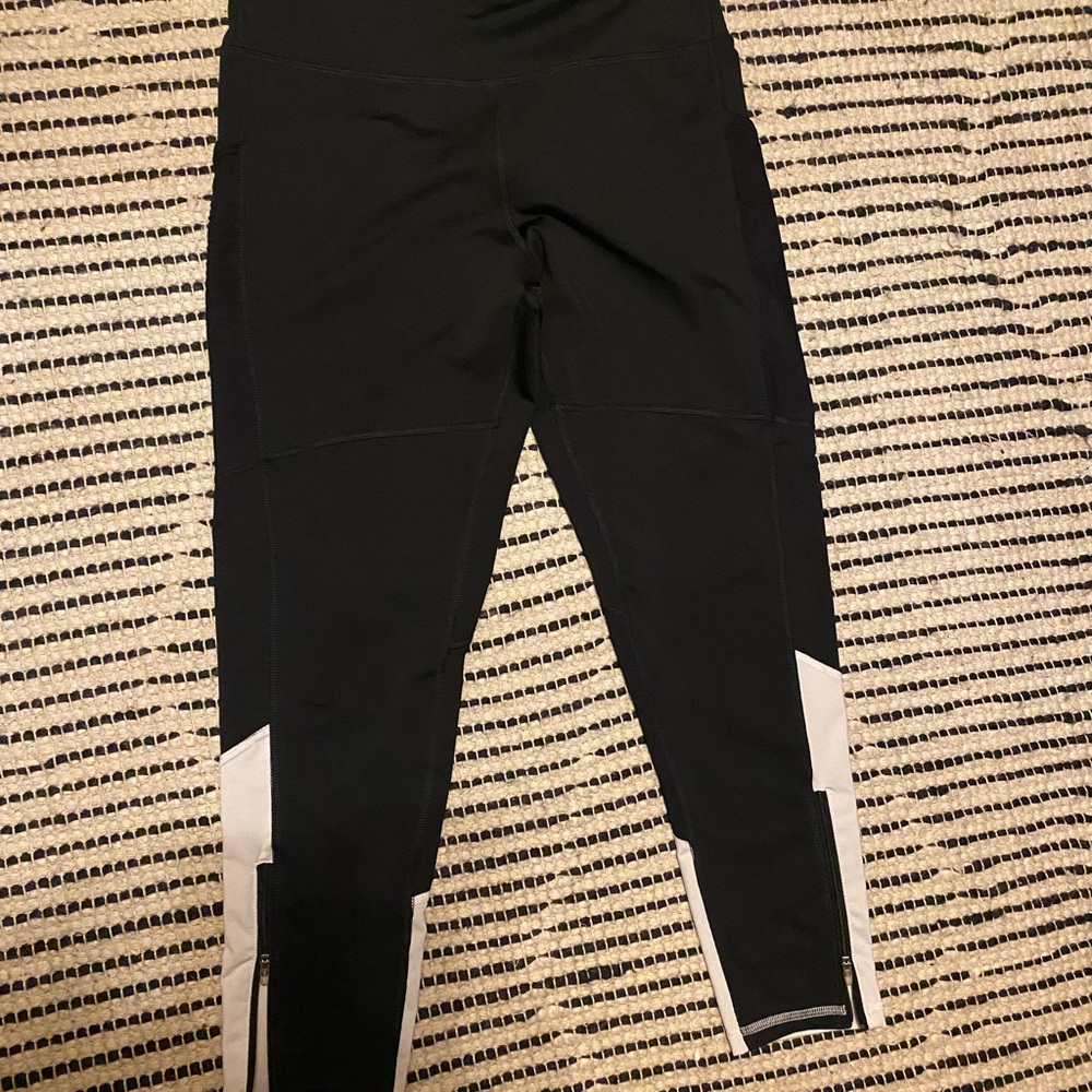 Champion Black Athletic Leggings with White Logo